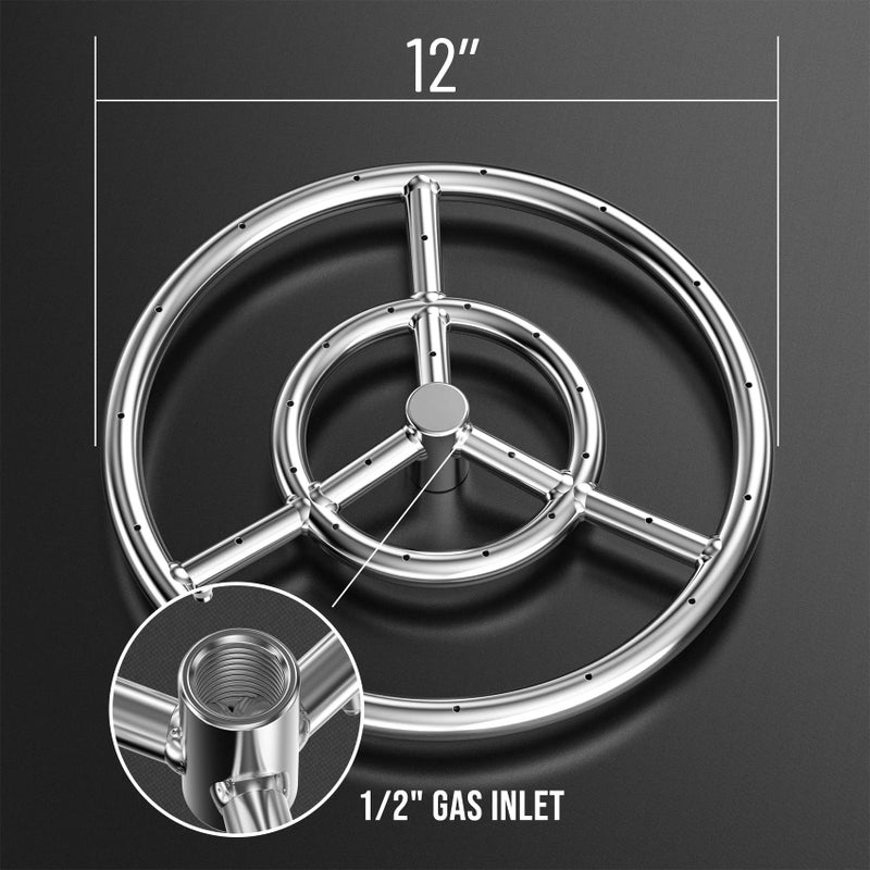 Skyflame 12-Inch Round Fire Pit Burner Ring, 304 Stainless Steel - Image 2